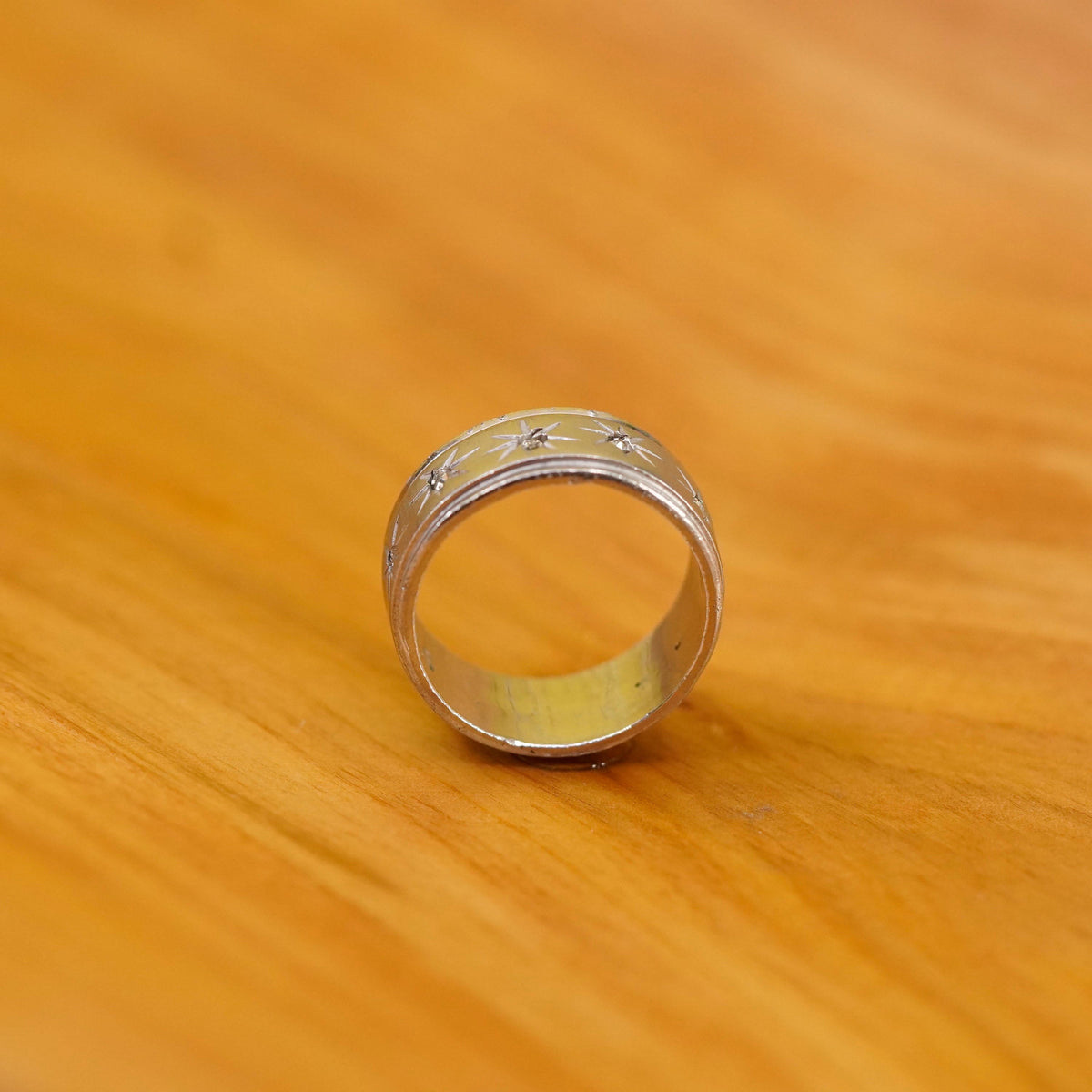 Size 6.5, vintage Sterling silver handmade ring, 925 star band