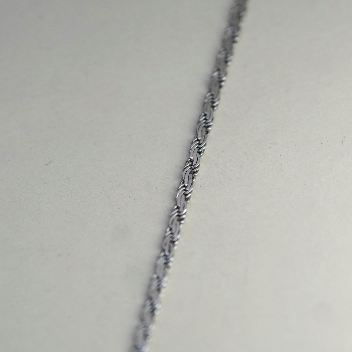 20”, 3mm, Vintage sterling silver chain, Italy flatten 925 nugget chain