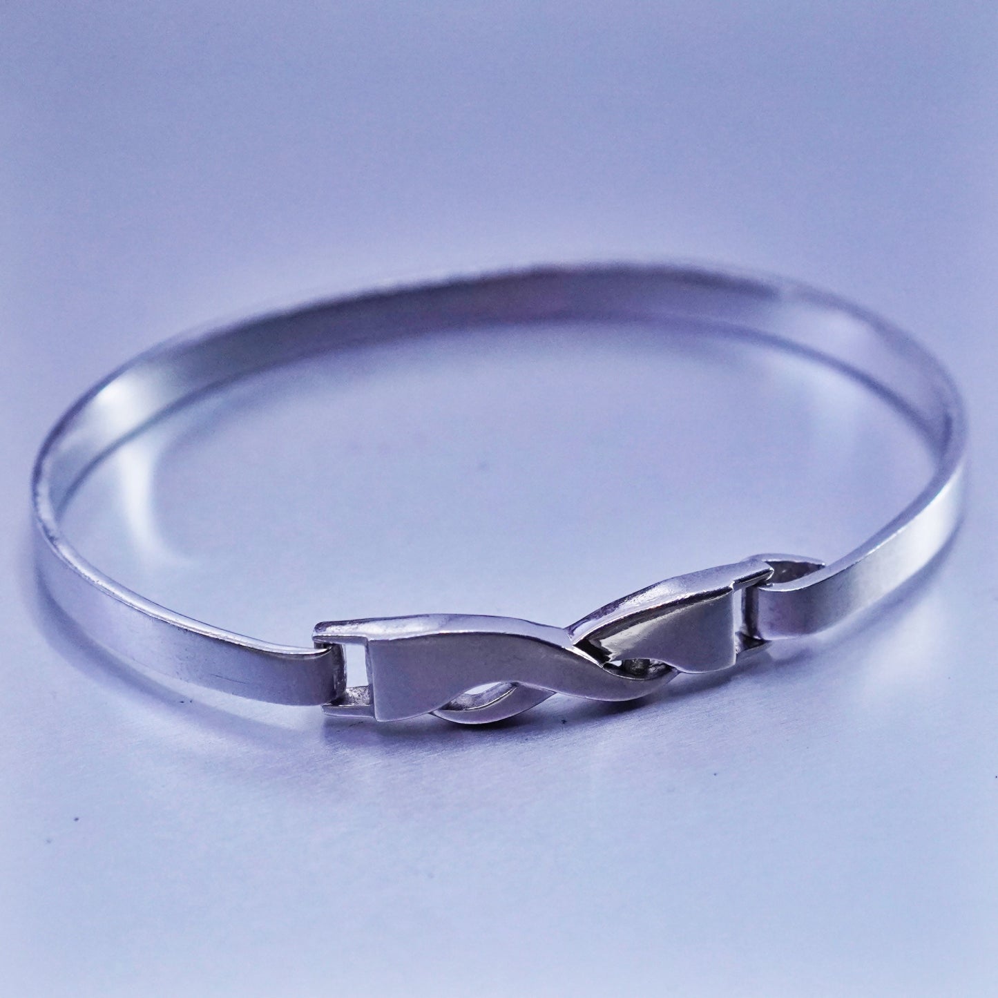 6.5”, Judith Jack Sterling 925 silver handmade bracelet, hinged bangle diamond