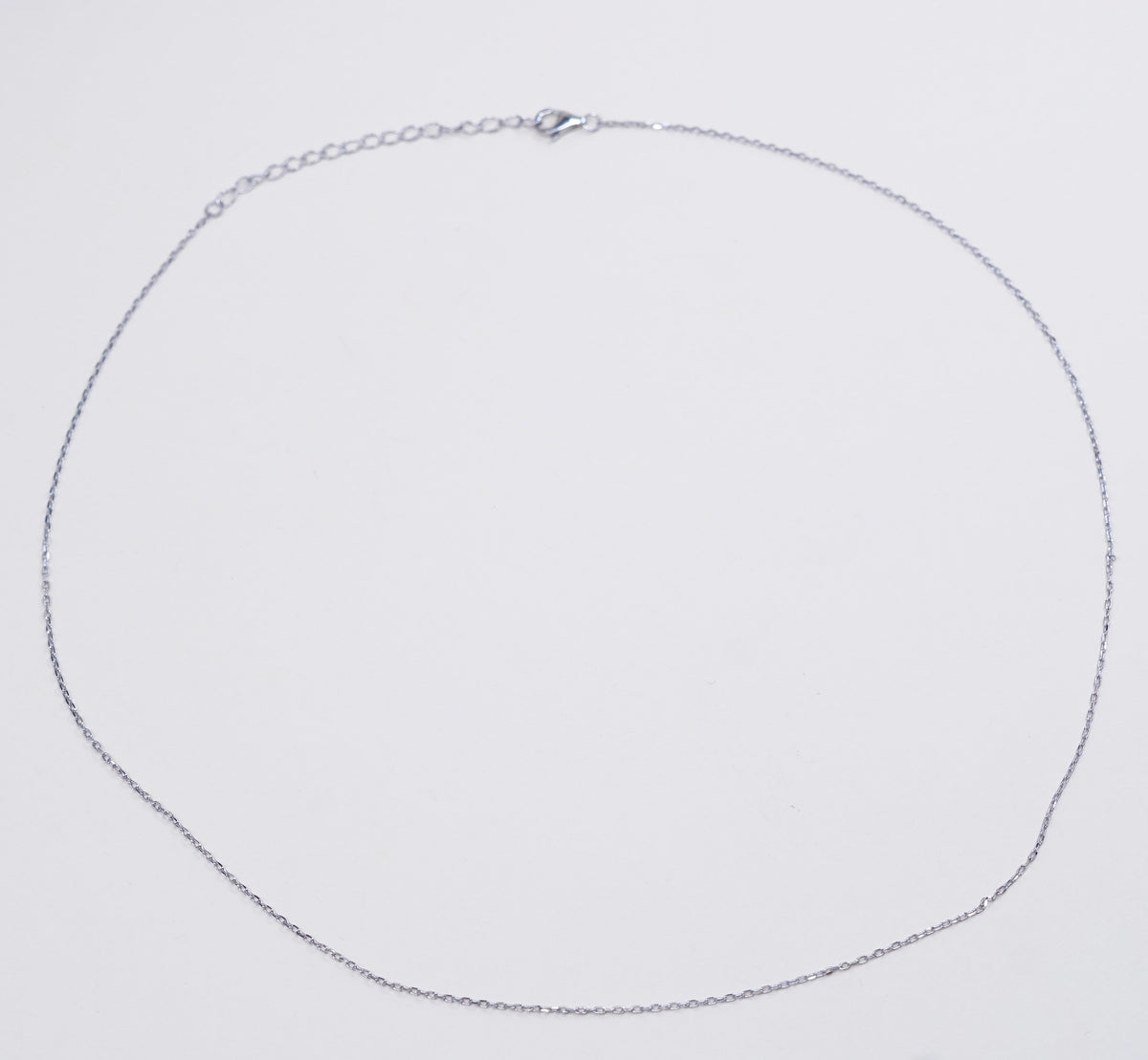 16”+2”, 1mm, Vintage sterling silver circle link chain, Italy 925 necklace