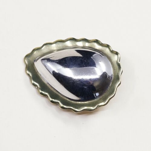 VINTAGE Two Tone Handmade Sterling 925 Silver Teardrop CLIP ON EARRINGS