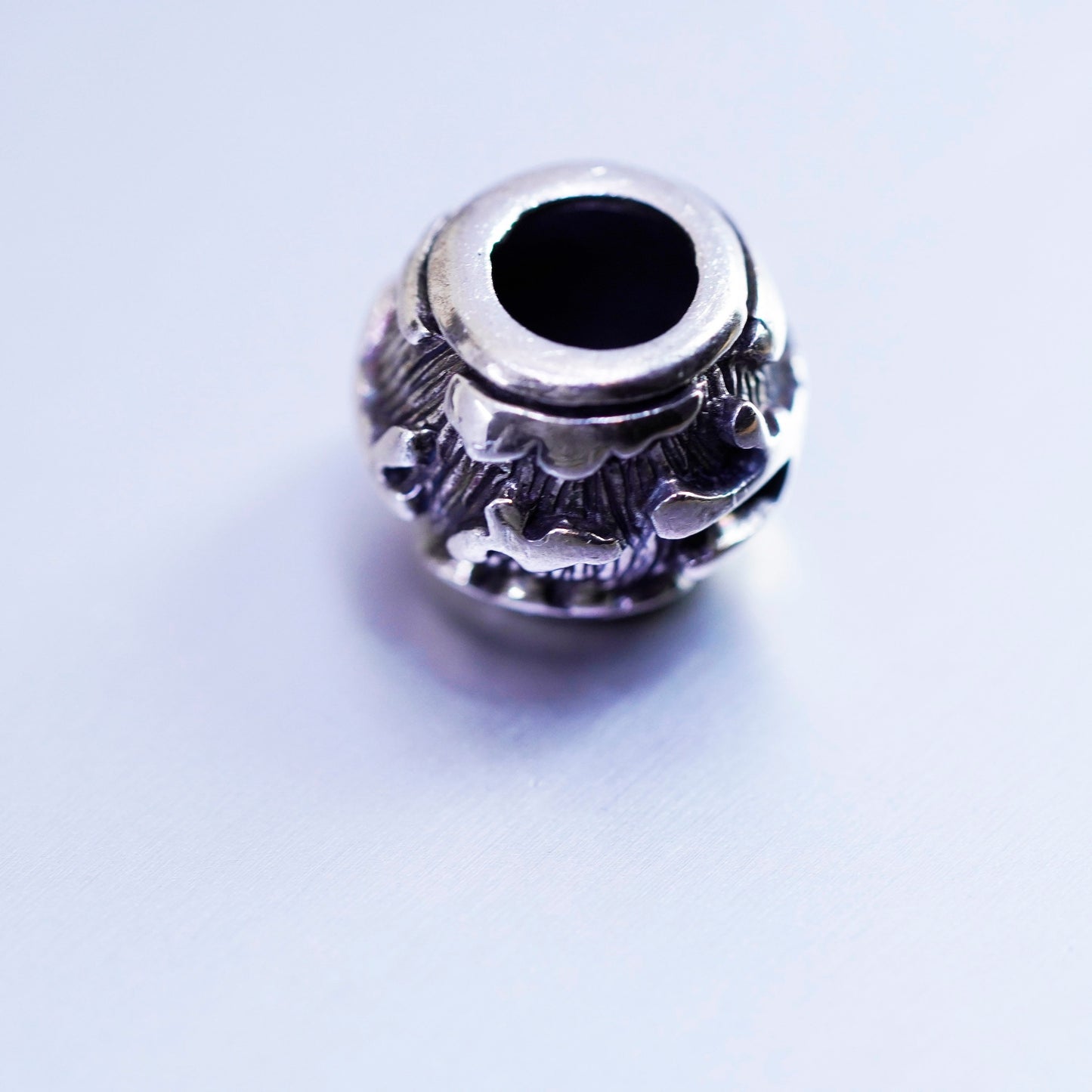 Antique Sterling silver handmade simple 925 bead embossed cloud