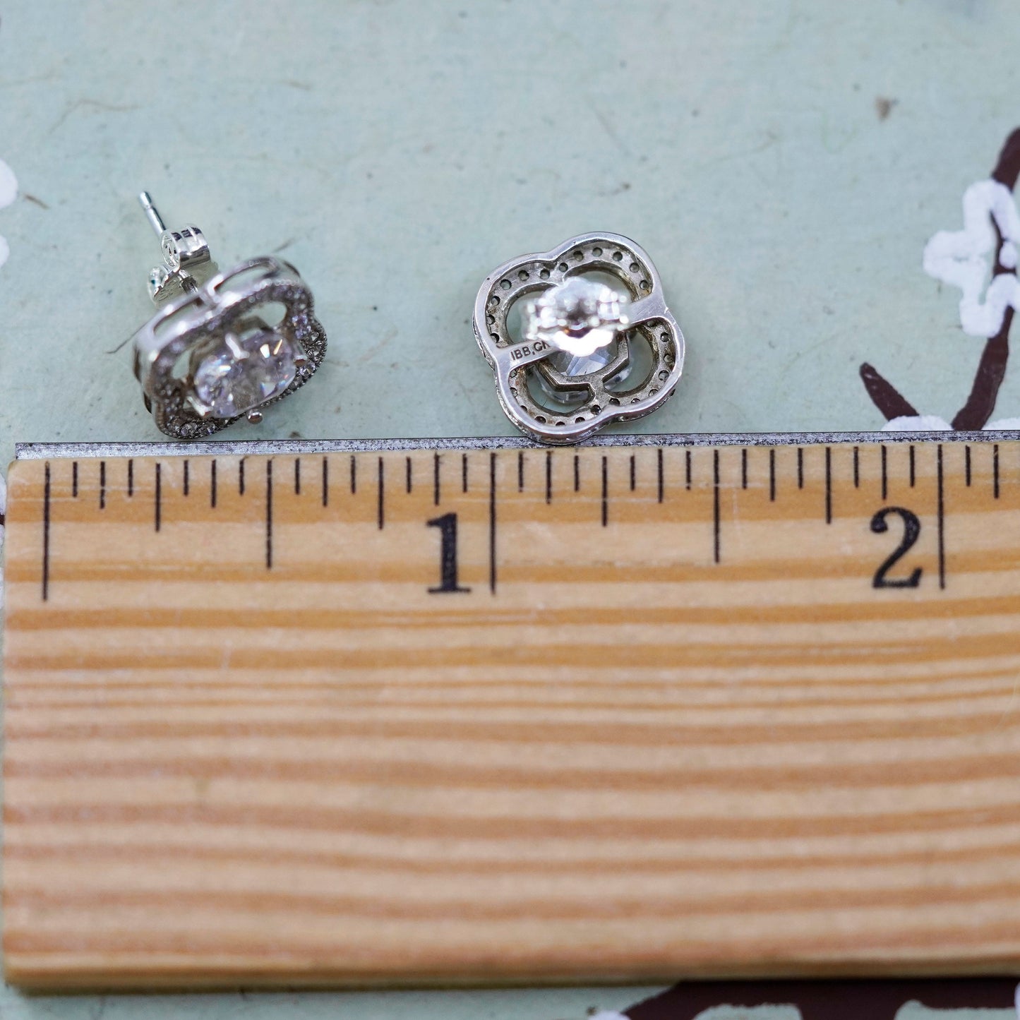 Vintage sterling silver 925 cluster cz studs, earrings