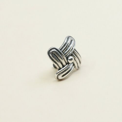 Vtg Mexico Mexico Sterling 925 Silver Handmade Ribbed Screw Back Earrings