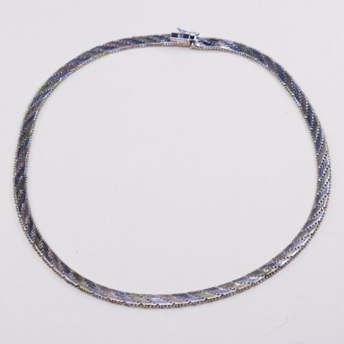 16” 6mm, Vermeil Gold Sterling Silver Riccio chain necklace Stamped 925 Italy