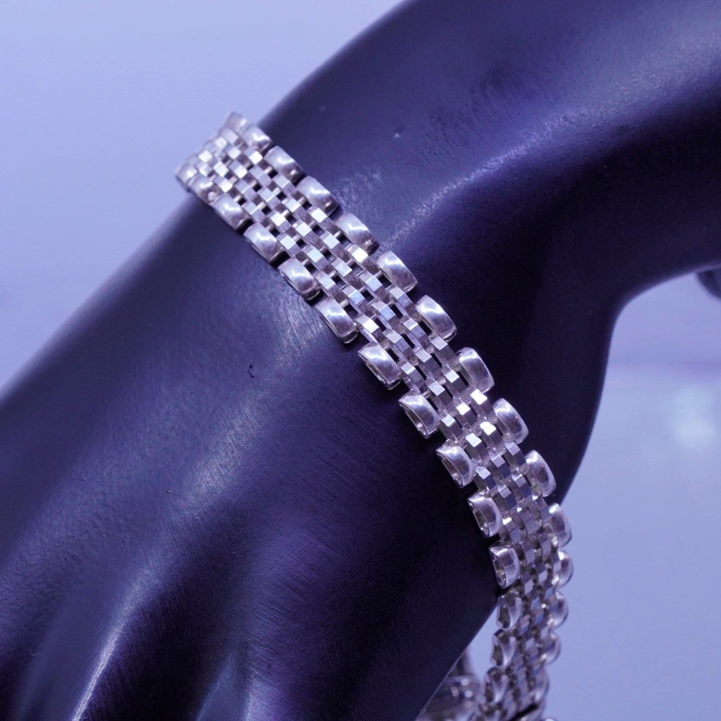 7.75”, 10mm, Italy Milor sterling 925 silver handmade bracelet, mesh chain