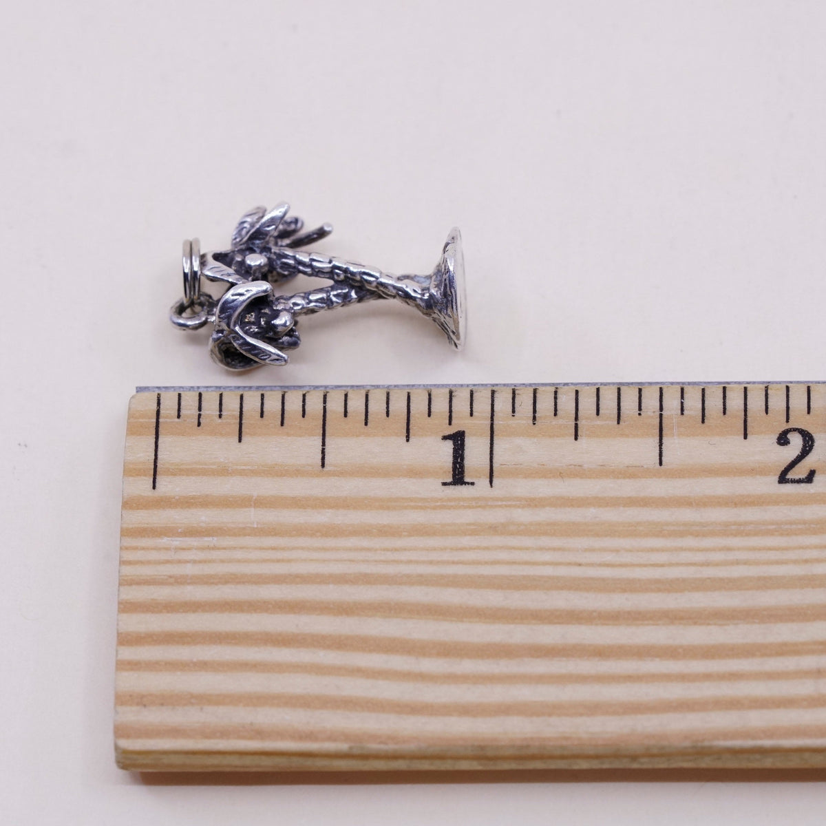 Vintage sterling silver handmade pendant, 925 silver charm palm tree