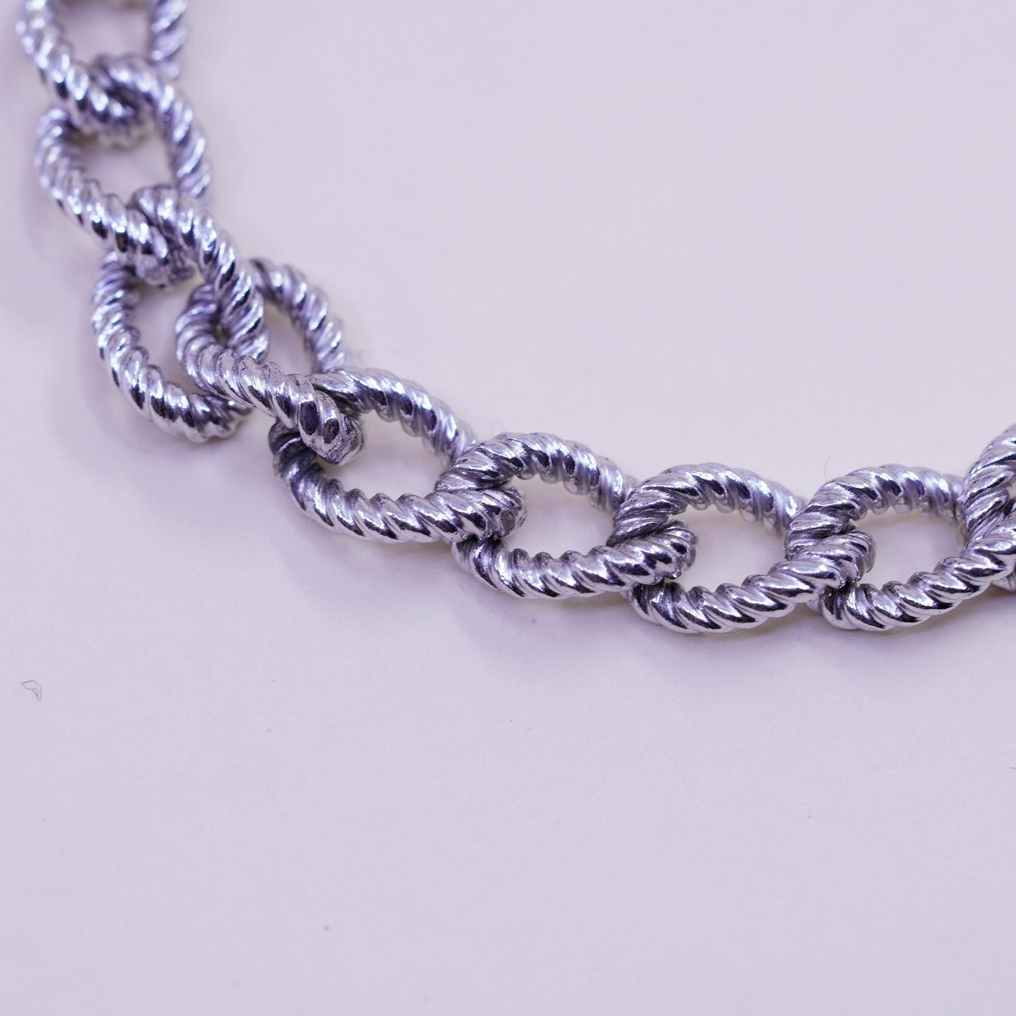6.5”, 8mm, Vintage sterling 925 silver textured circle charm bracelet