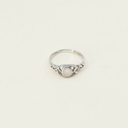 Sz 8, Vtg Navajo Sterling Silver Handmade Ring, 925 Silver Band W/ MOP inlay