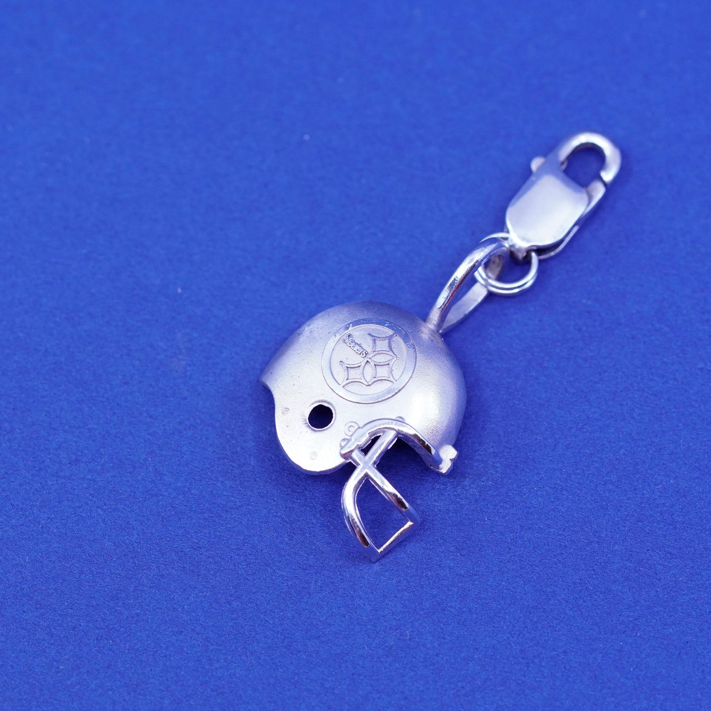 Vintage Sterling silver handmade pendant, 925 football helmet