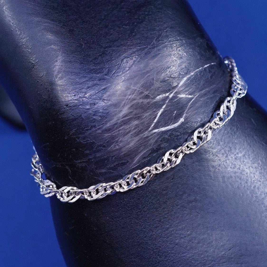 7", 5mm, vtg Italy IBB Sterling silver handmade bracelet 925 twisted curb chain