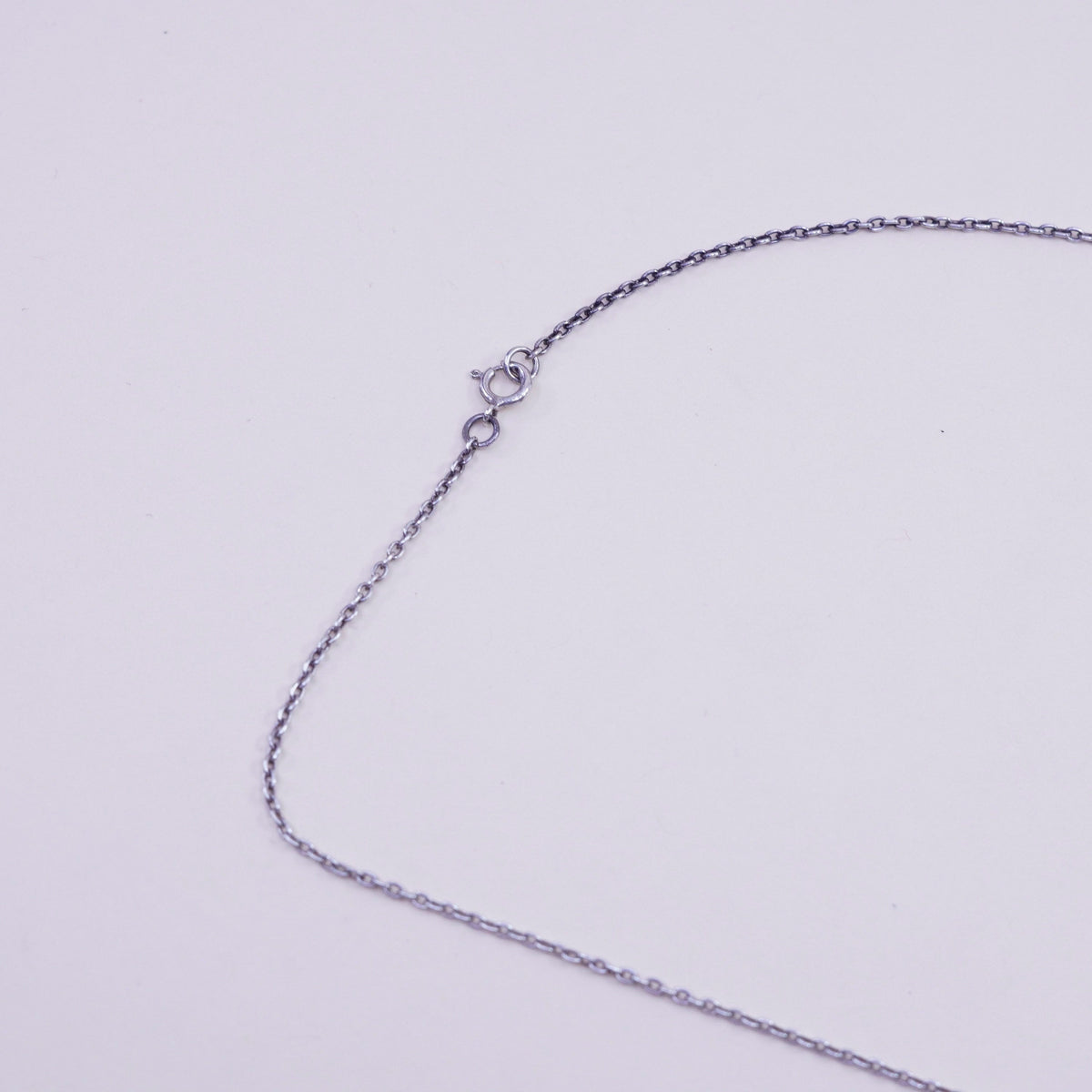 18”, Vintage sterling silver flatten circle link chain cross pendant, necklace