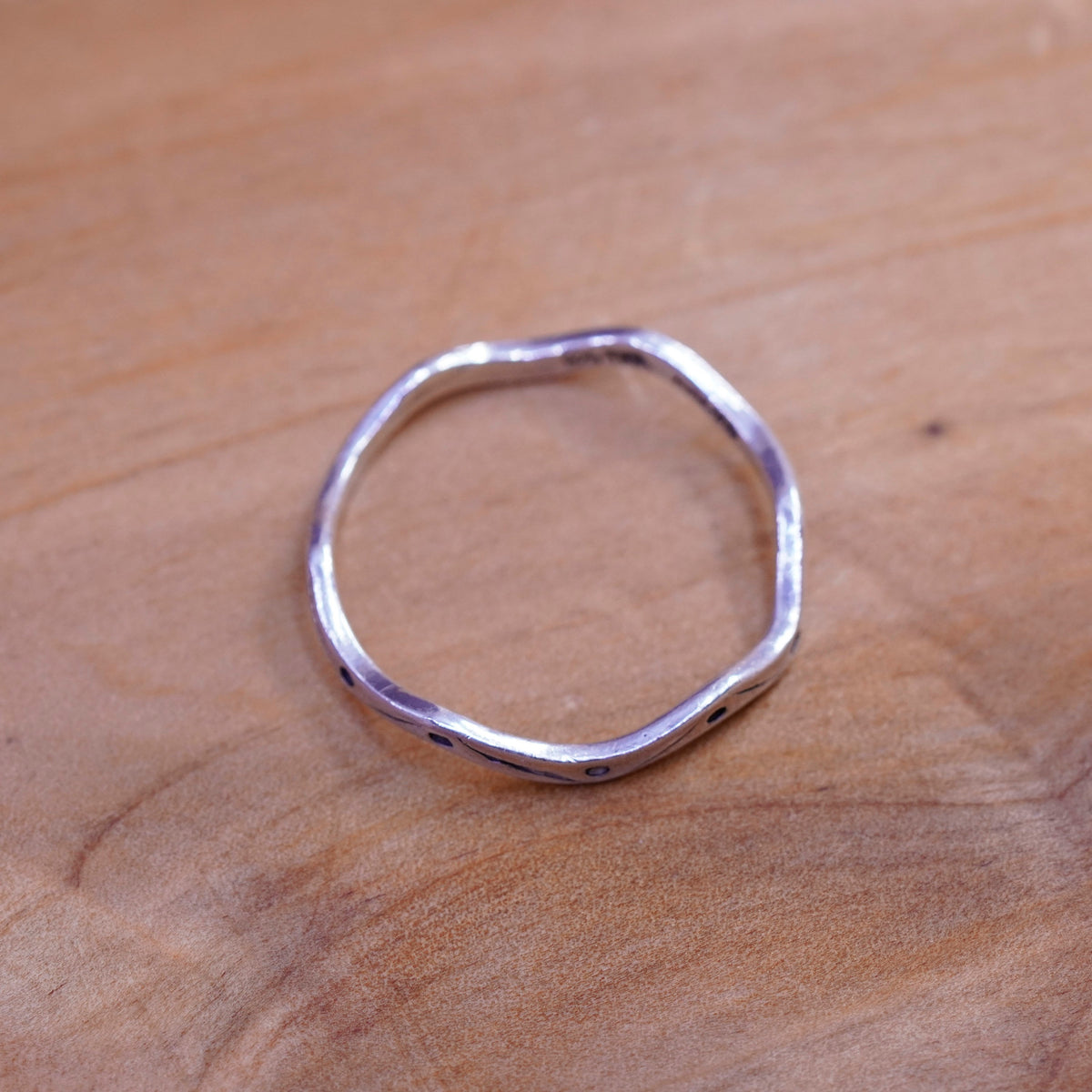 Size 10.75, vintage Sterling silver handmade ring, southwestern, 925 wavy band