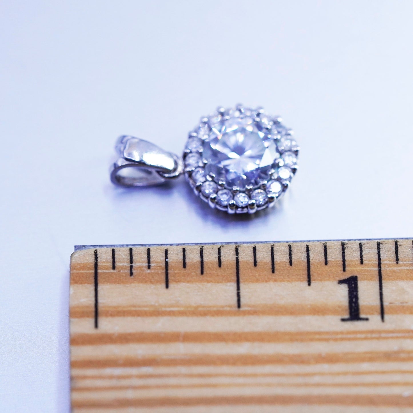 antique sterling 925 silver pendant with Cz