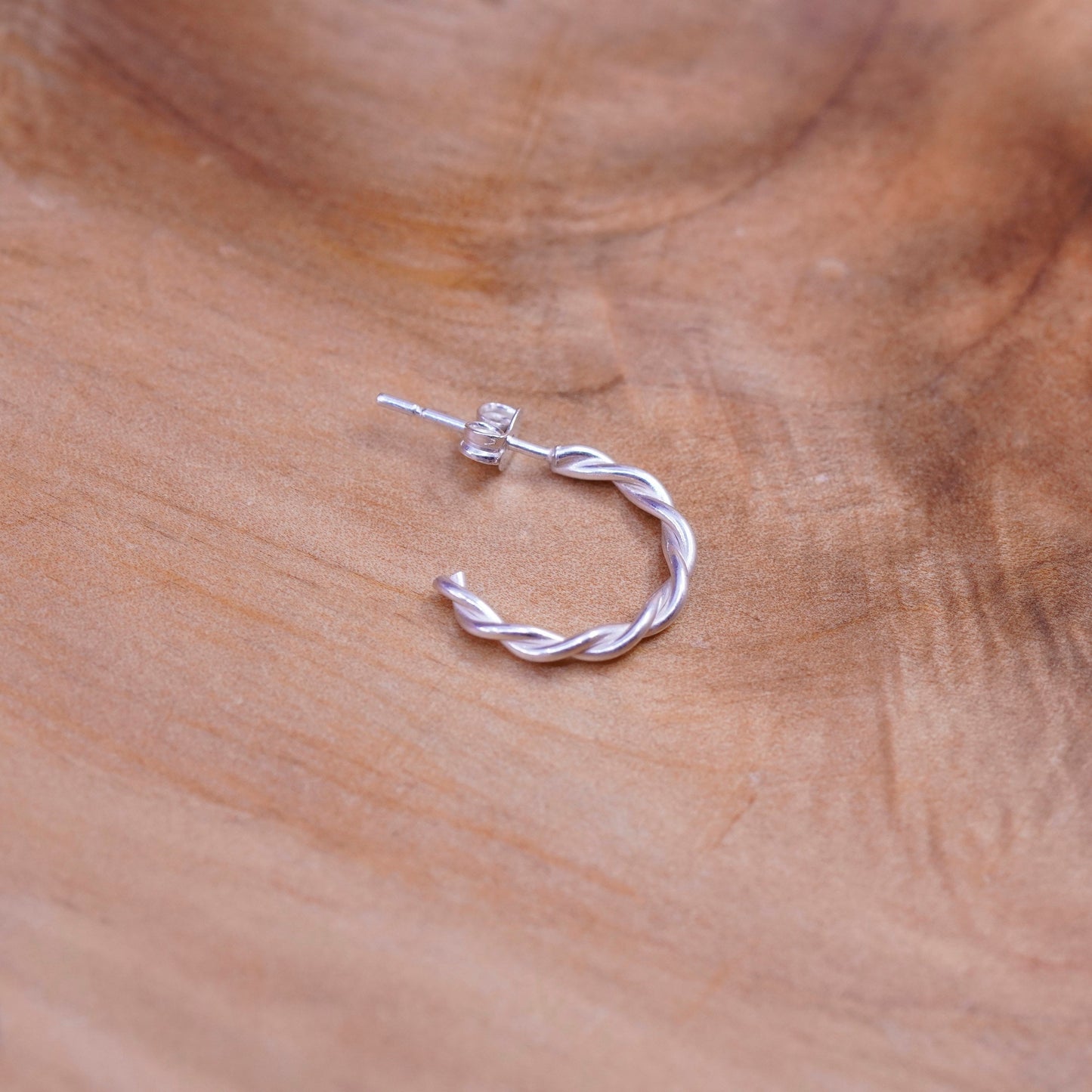 0.5”, vintage Sterling silver hoop earrings, 925 twisted hoops
