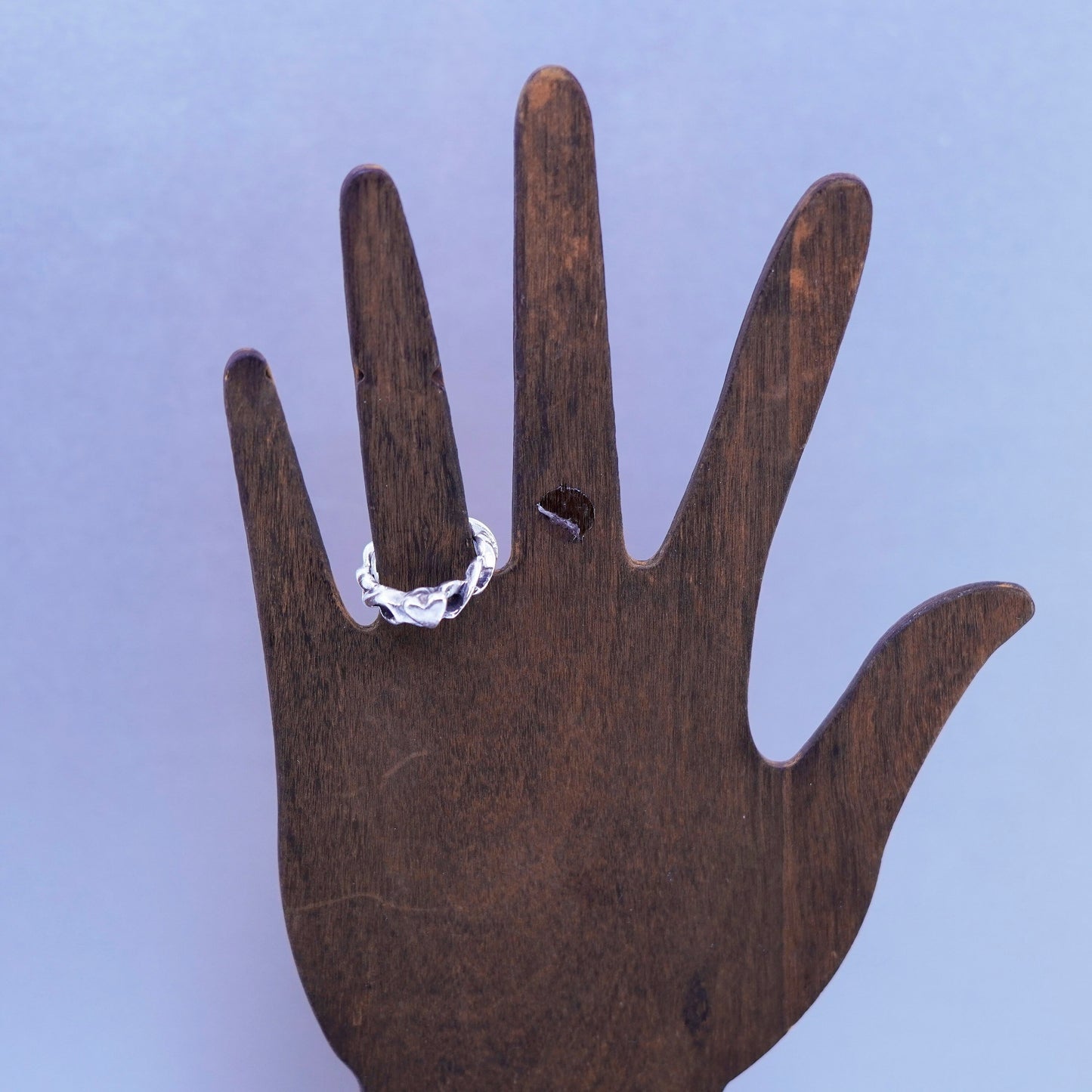 Size 6.25, southwestern Sterling 925 silver wedding ring, entwined band heart