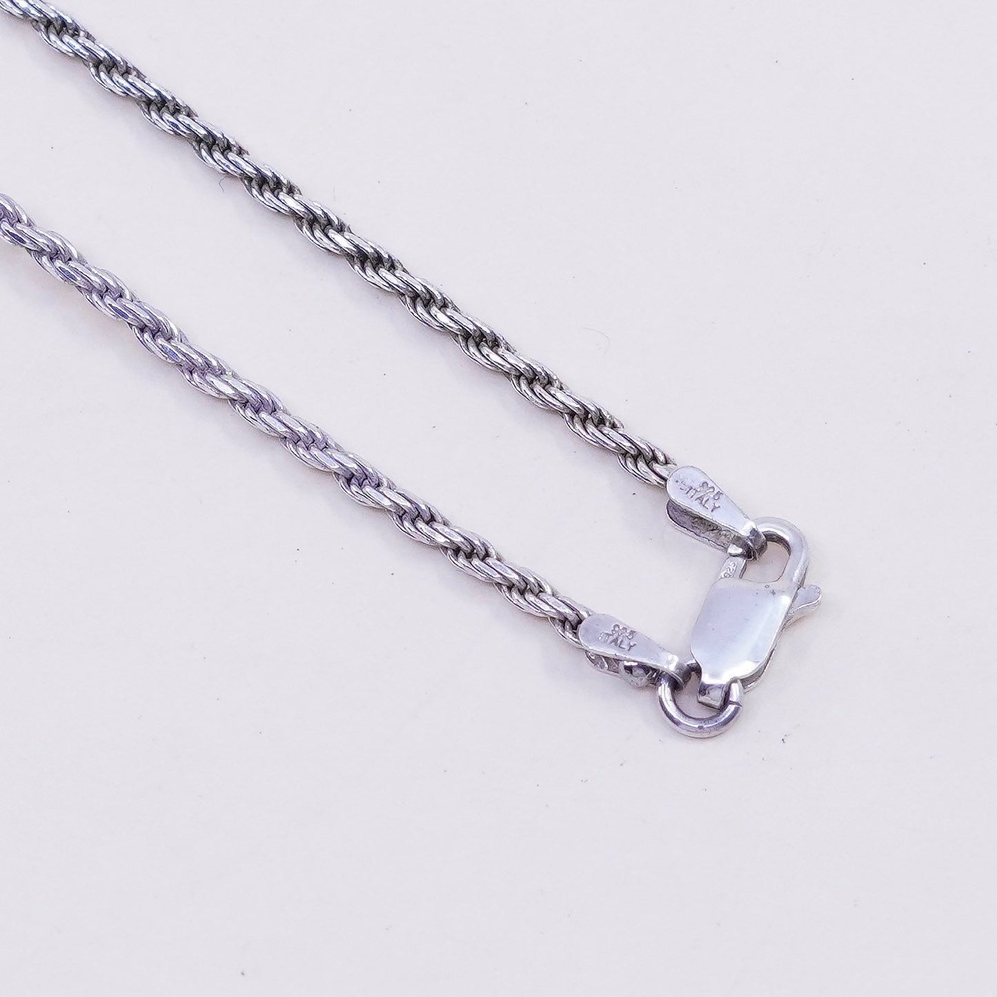 18” 1.6mm, vintage sterling silver necklace, 925 rope chain