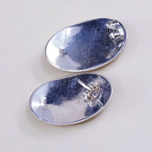 Vintage Simple Sterling 925 Silver Handmade High Polished Mexico Earrings
