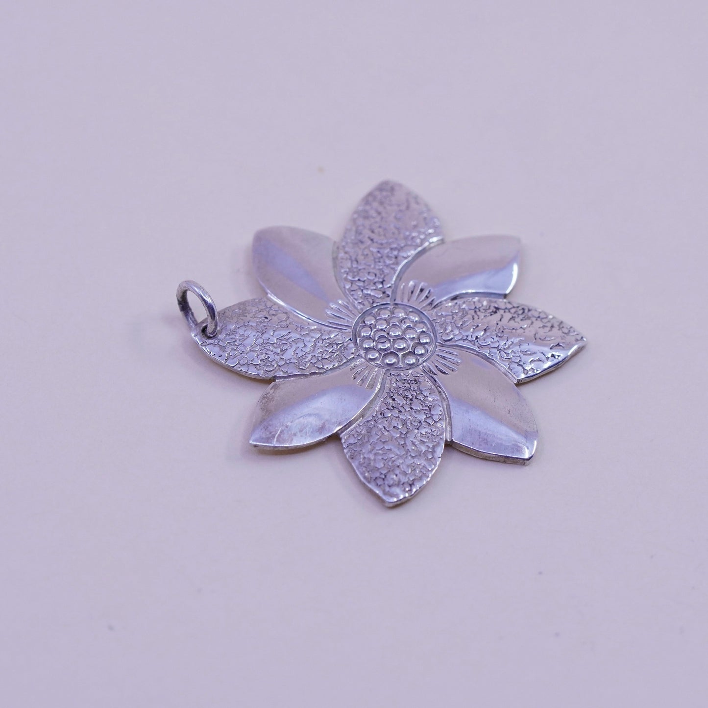 Vintage Sterling silver handmade pendant, 925 flower charm