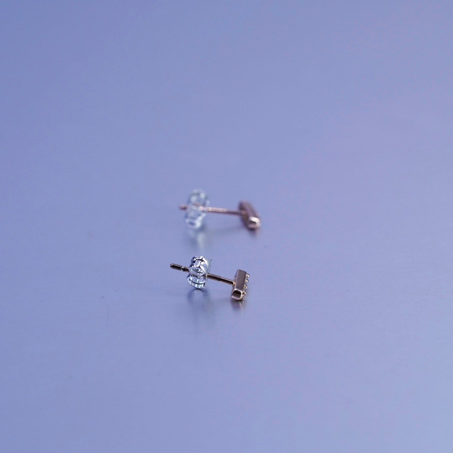 Vintage vermeil rose gold over Sterling 925 silver earrings, studs with cz