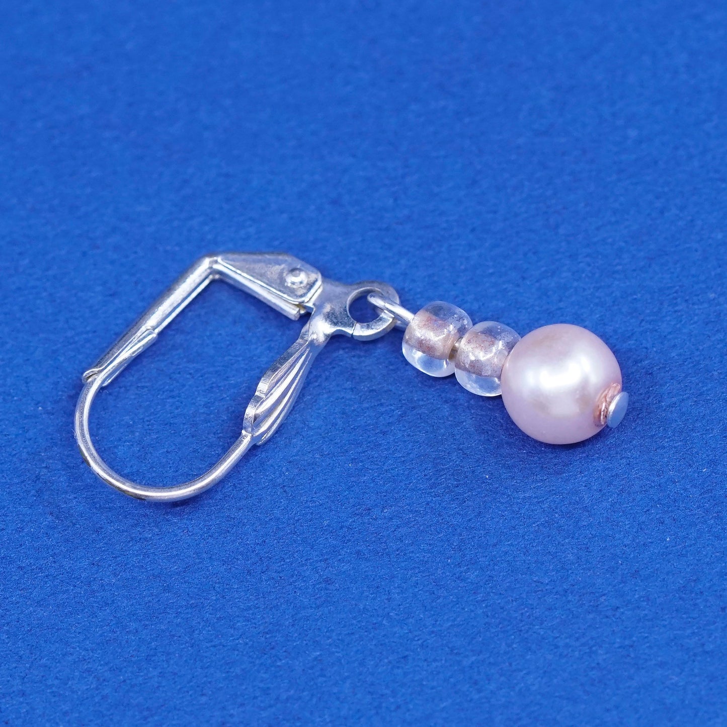 Vintage Sterling 925 silver handmade earrings with pearl and crystal drops