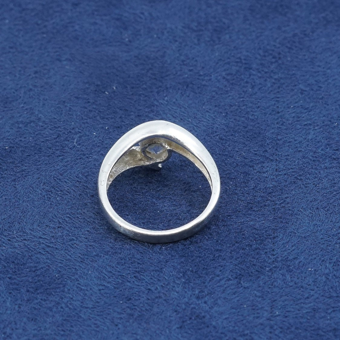 sz 7, vtg sterling silver handmade 925 w/ crystal, anniversary engagement ring