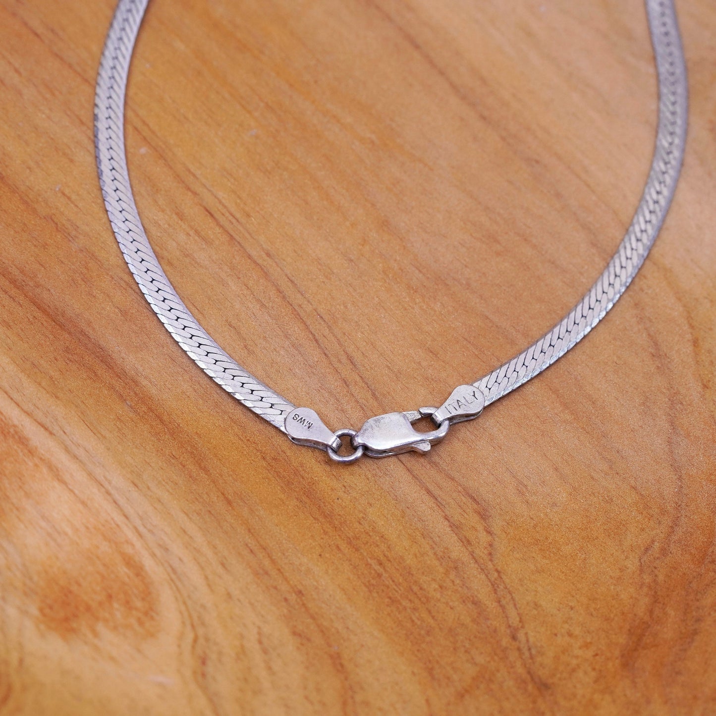 24”, 4mm, vintage Italian Sterling silver herringbone chain, 925 necklace