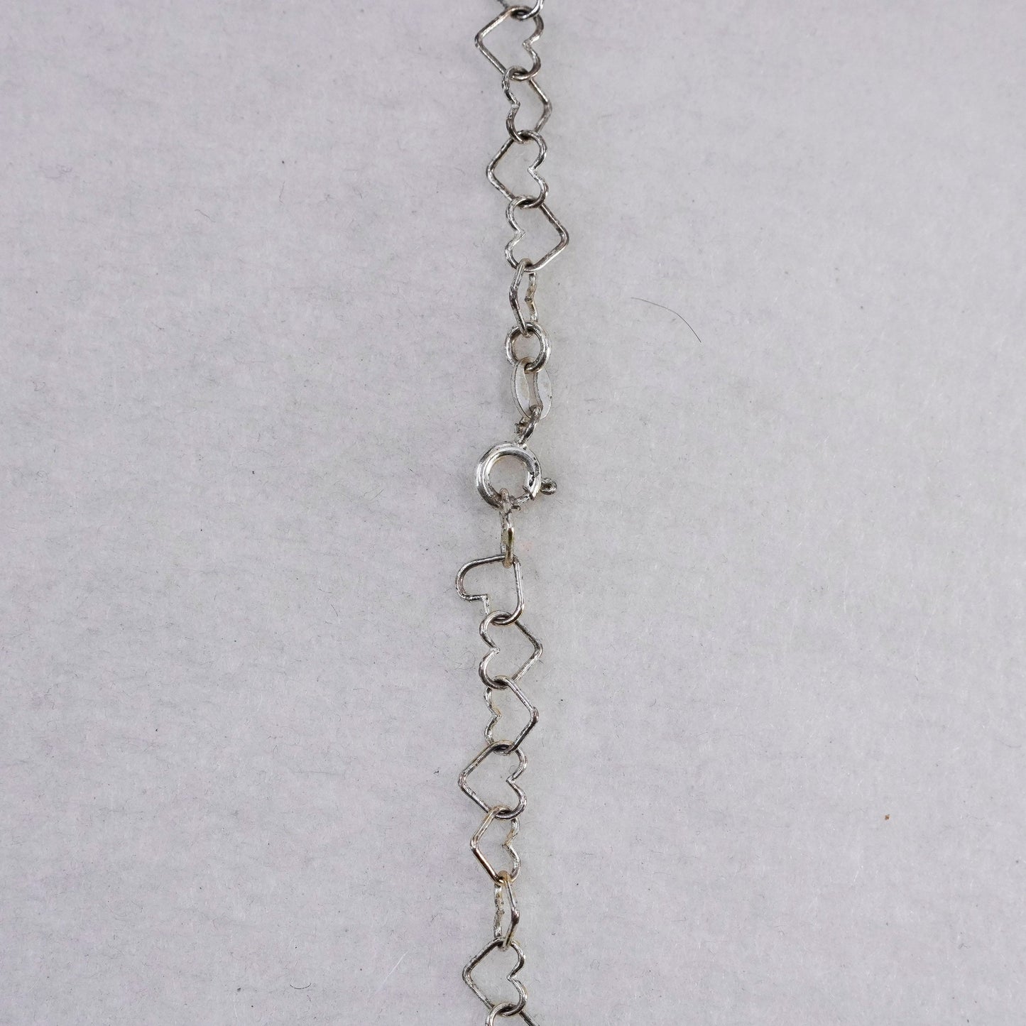 16” 7mm, vintage Italy Sterling 925 silver heart link chain necklace