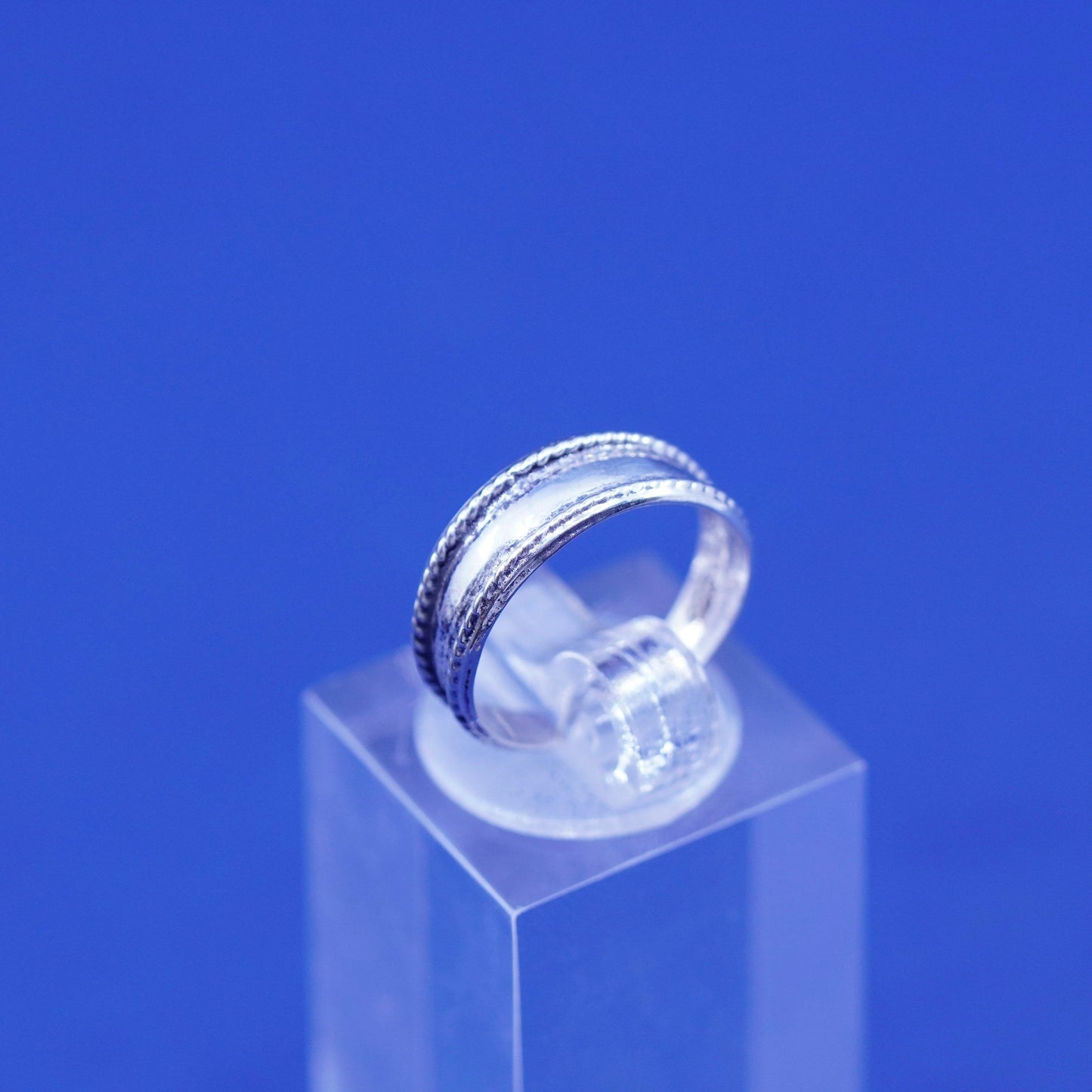 Size 3.5, vintage Sterling silver handmade ring, 925 band with cable