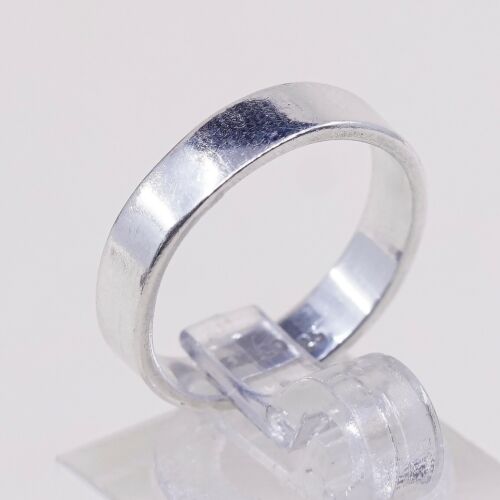 Size 5.5, Vtg Sterling Silver Handmade Wedding Ring, Solis 925 Silver Band