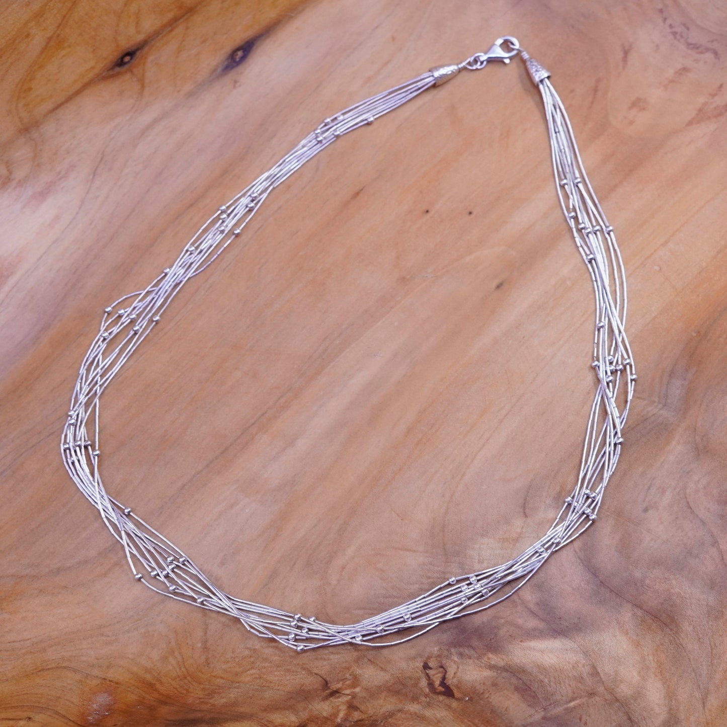 18”, Native American navajo Sterling 925 handmade liquid silver chain necklace