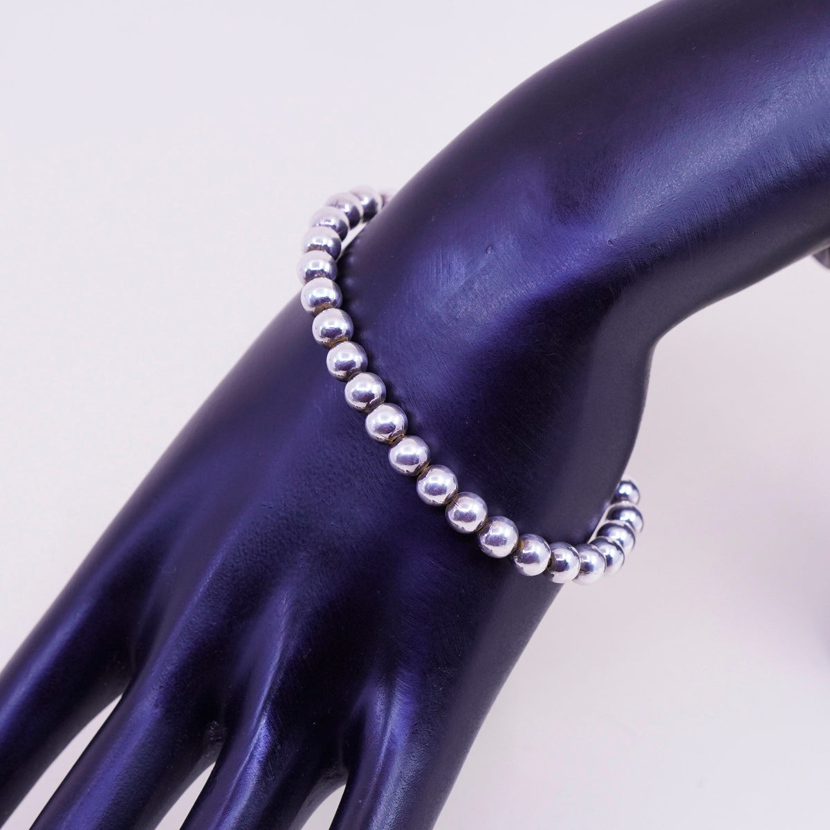 6.75”, vintage sterling silver contemporary handmade bracelet, 925 cuff beads