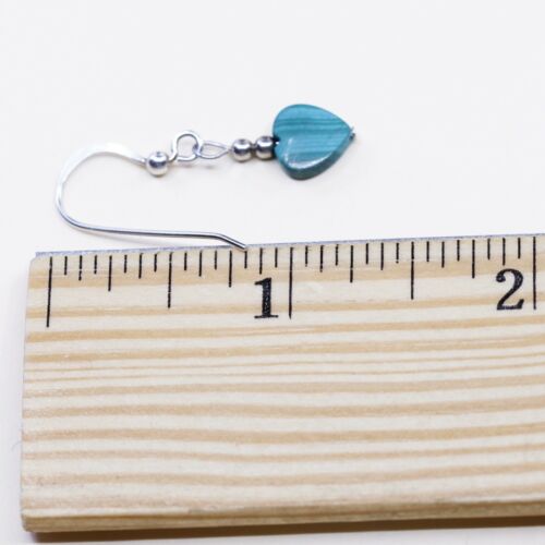 Vintage mexico Sterling silver earrings, 925 Hooks with Heart malachite