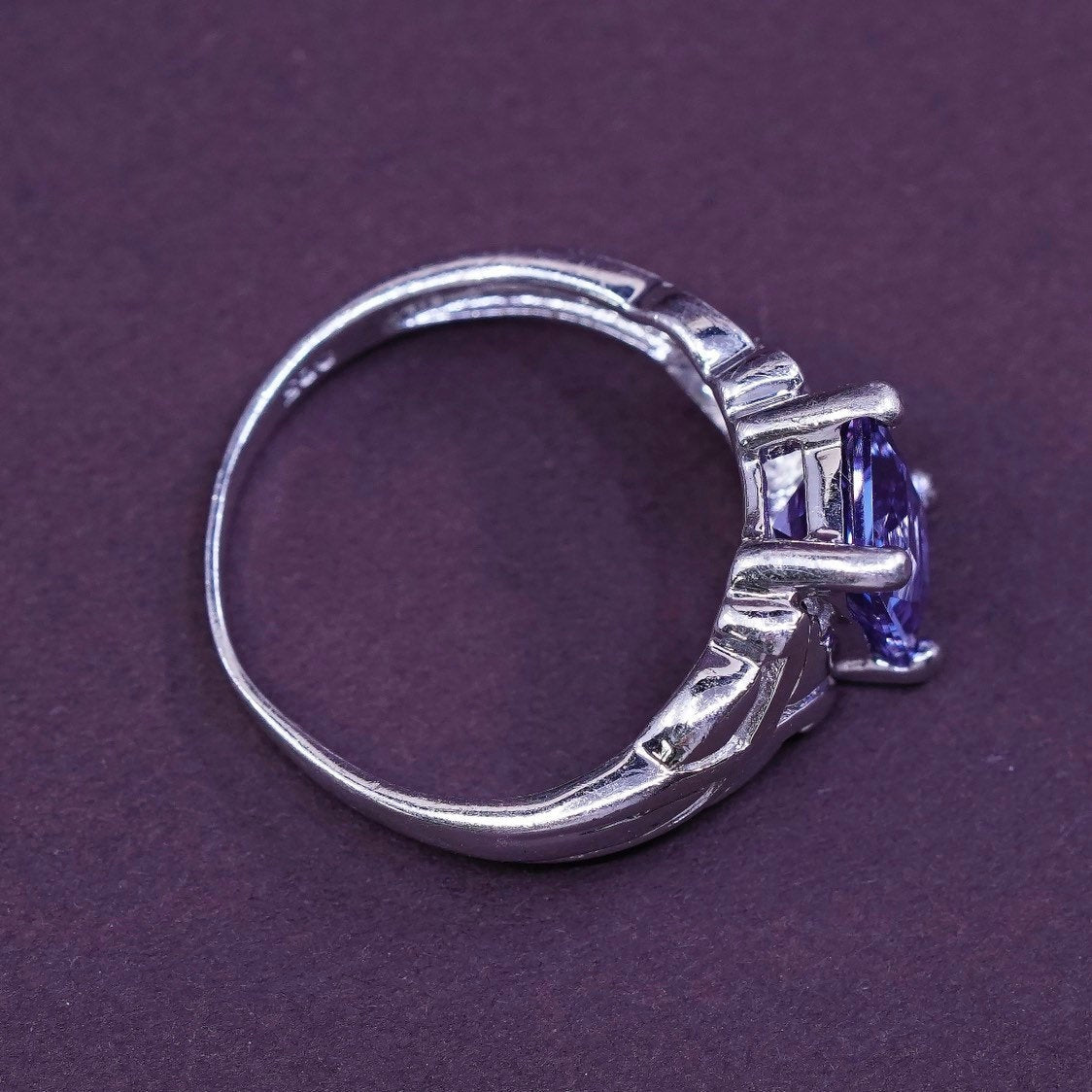 Size 7.5, Sterling silver statement ring, 925 with square amethyst stone