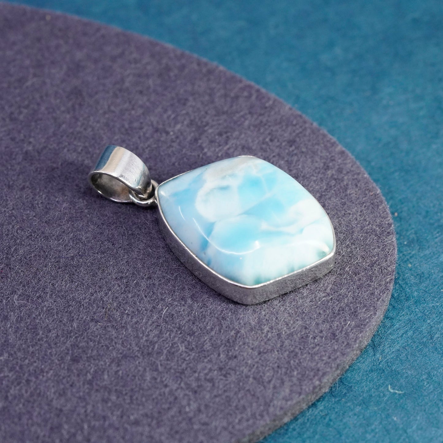 Vintage Sterling 925 Silver Handmade Pendant with larimar
