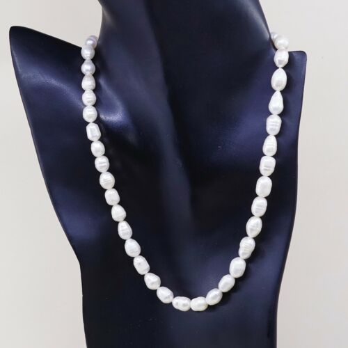 18" 7mm, Vtg Sterling 925 silver Clasp handmade necklace With Freshwater Pearl