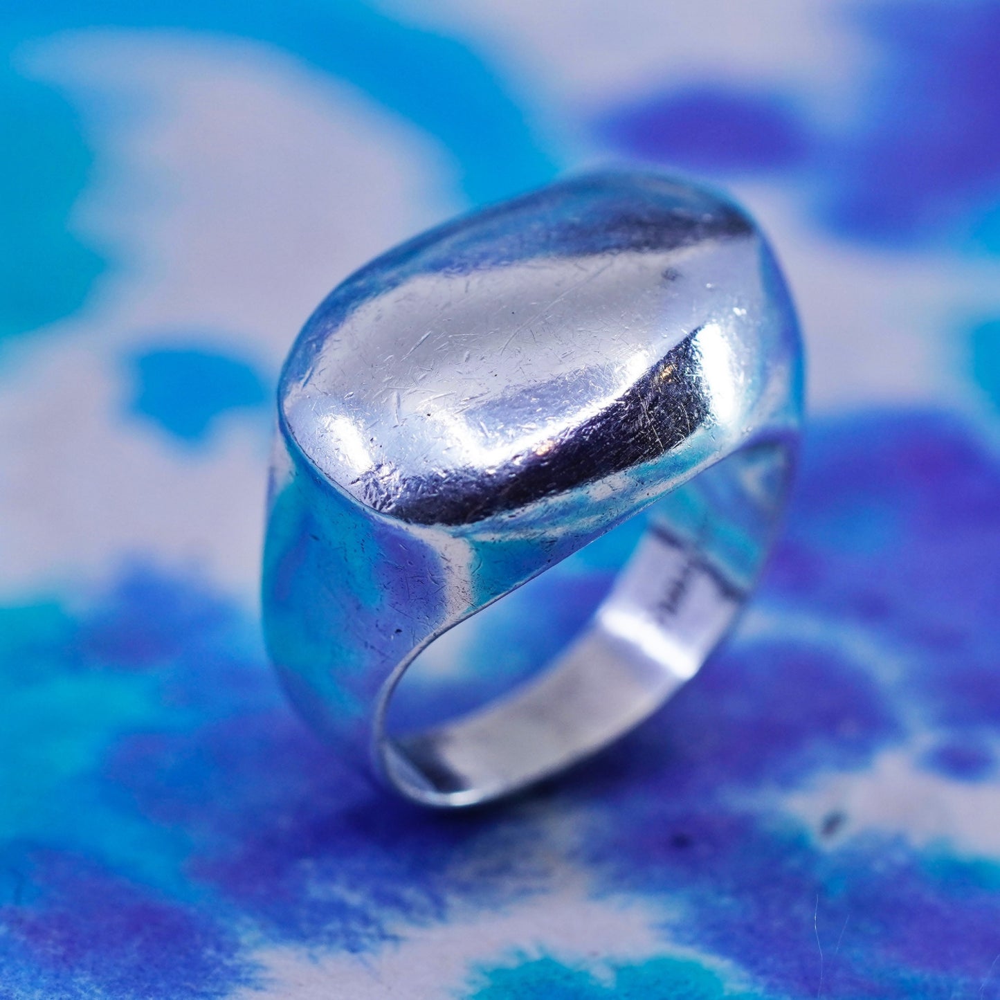 Size 7, vintage Sterling silver handmade ring, modern water drop 925 band