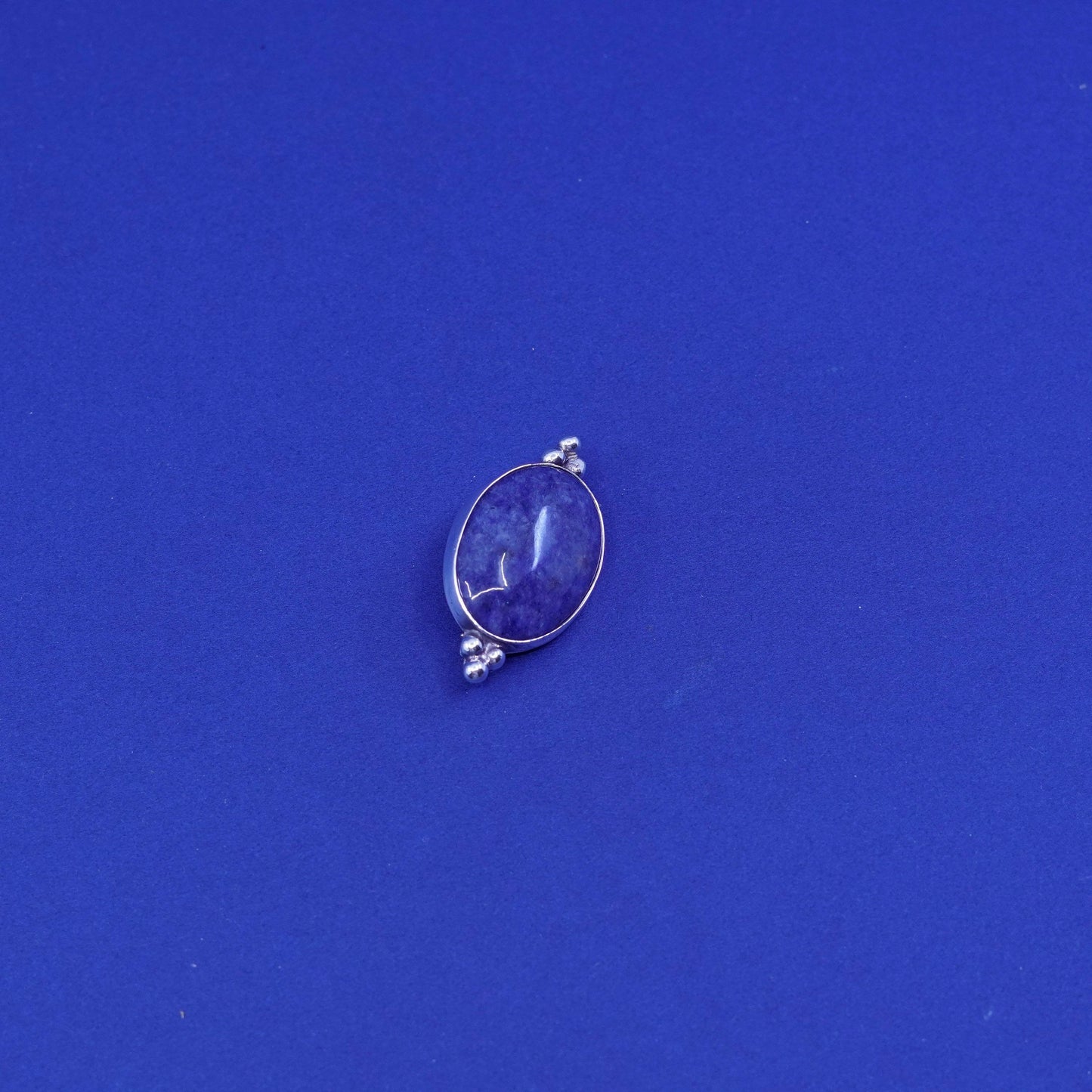 vtg Sterling 925 silver handmade pendant brooch purple mother of pearl beads