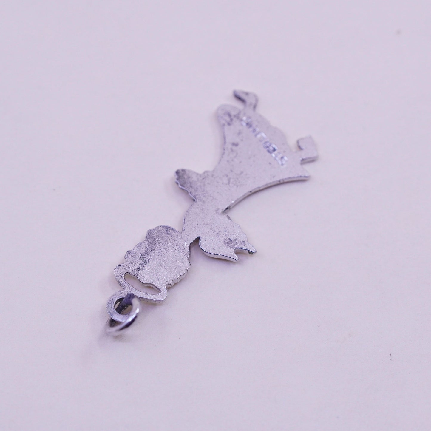 Vintage sterling silver handmade pendant, 925 angel charm