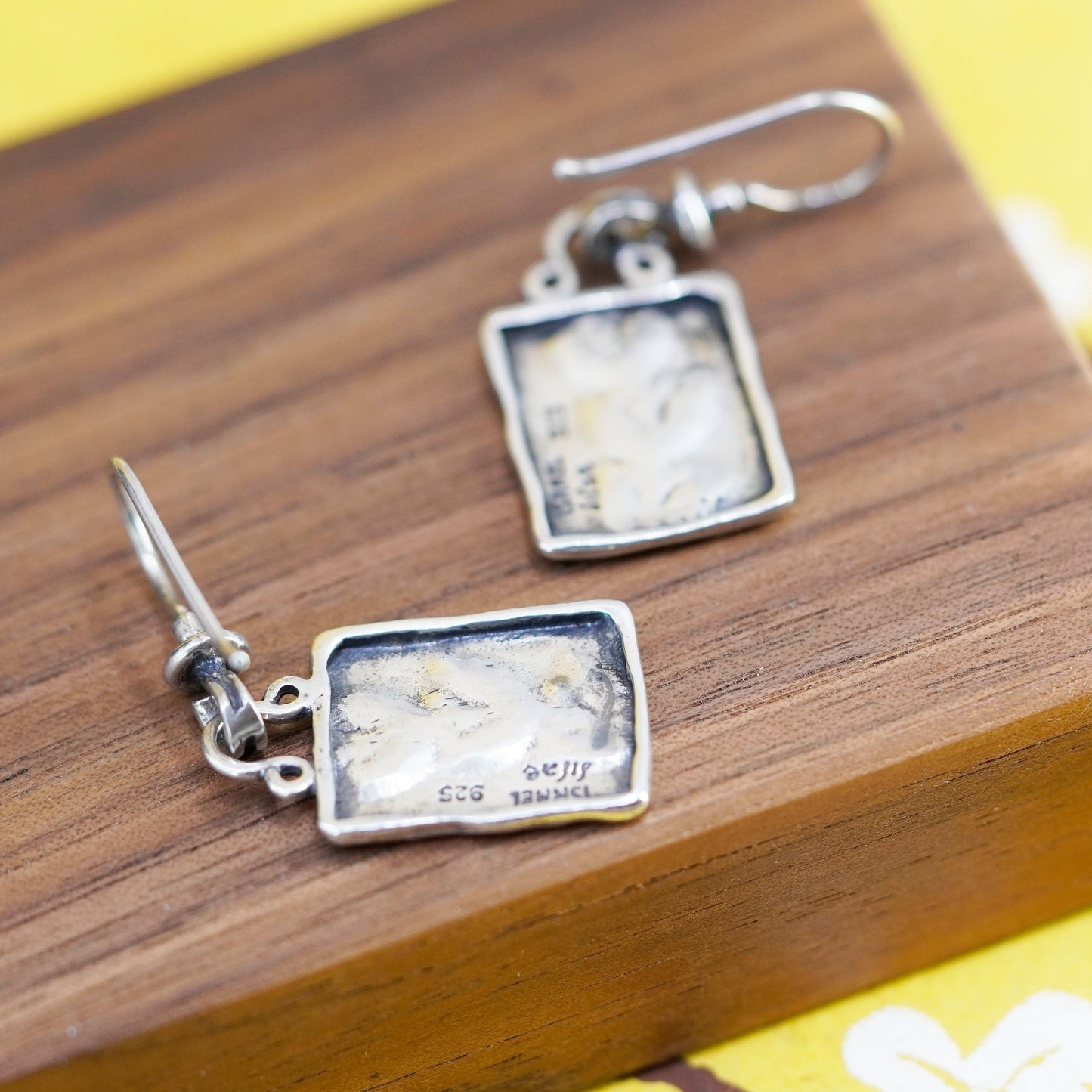 Vintage Israel didae shablool Sterling 925 silver handmade earrings with leaves