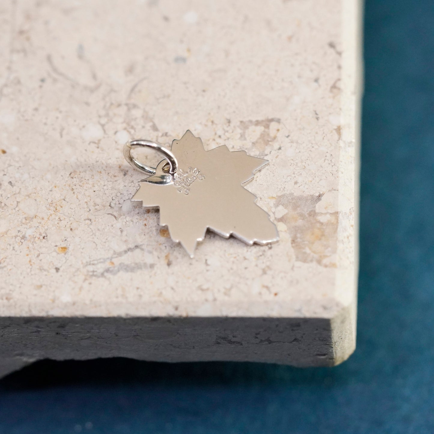 Vintage Sterling silver handmade pendant, 925 maple leaf charm