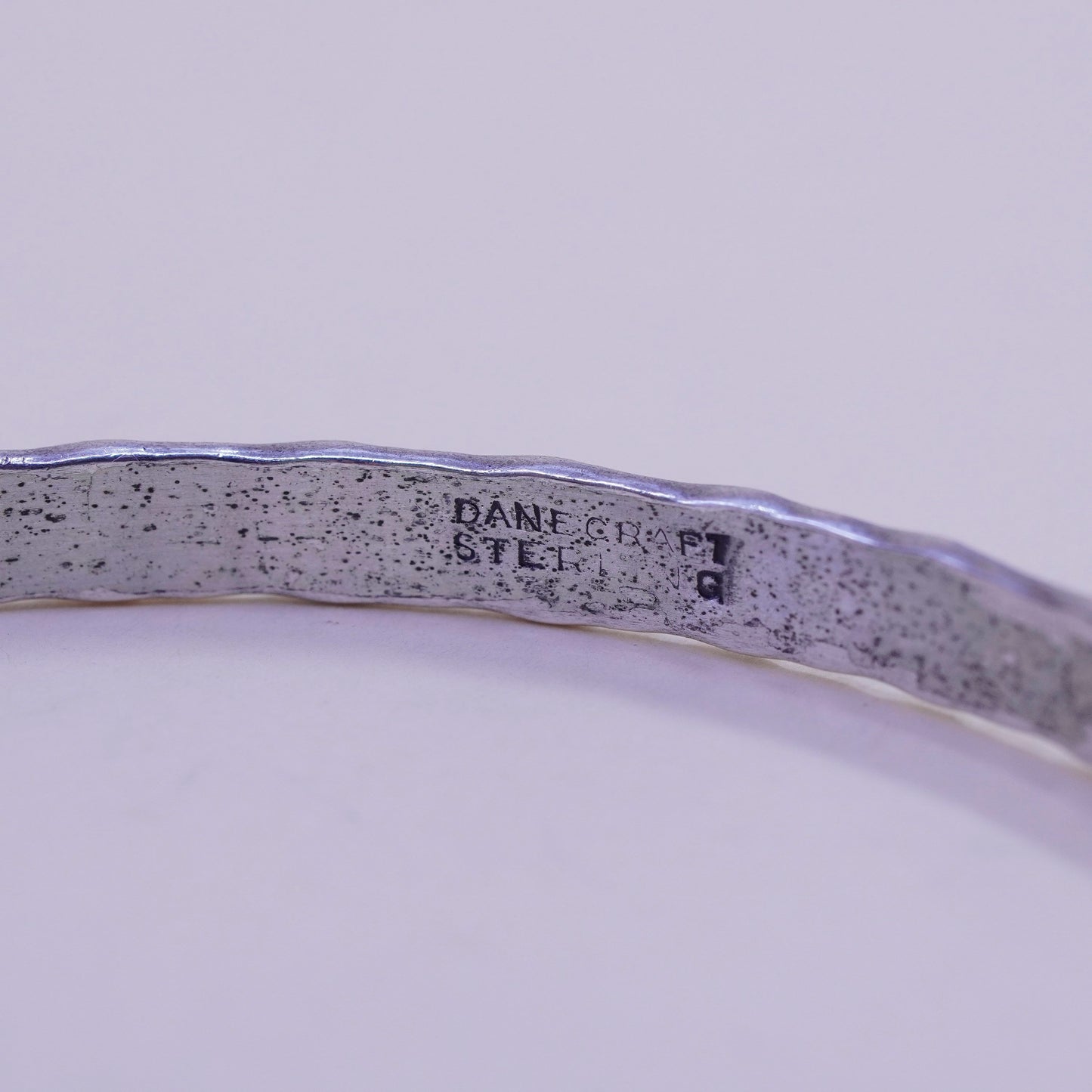 8”, danecraft sterling silver handmade 925 silver bracelet, textured bangle