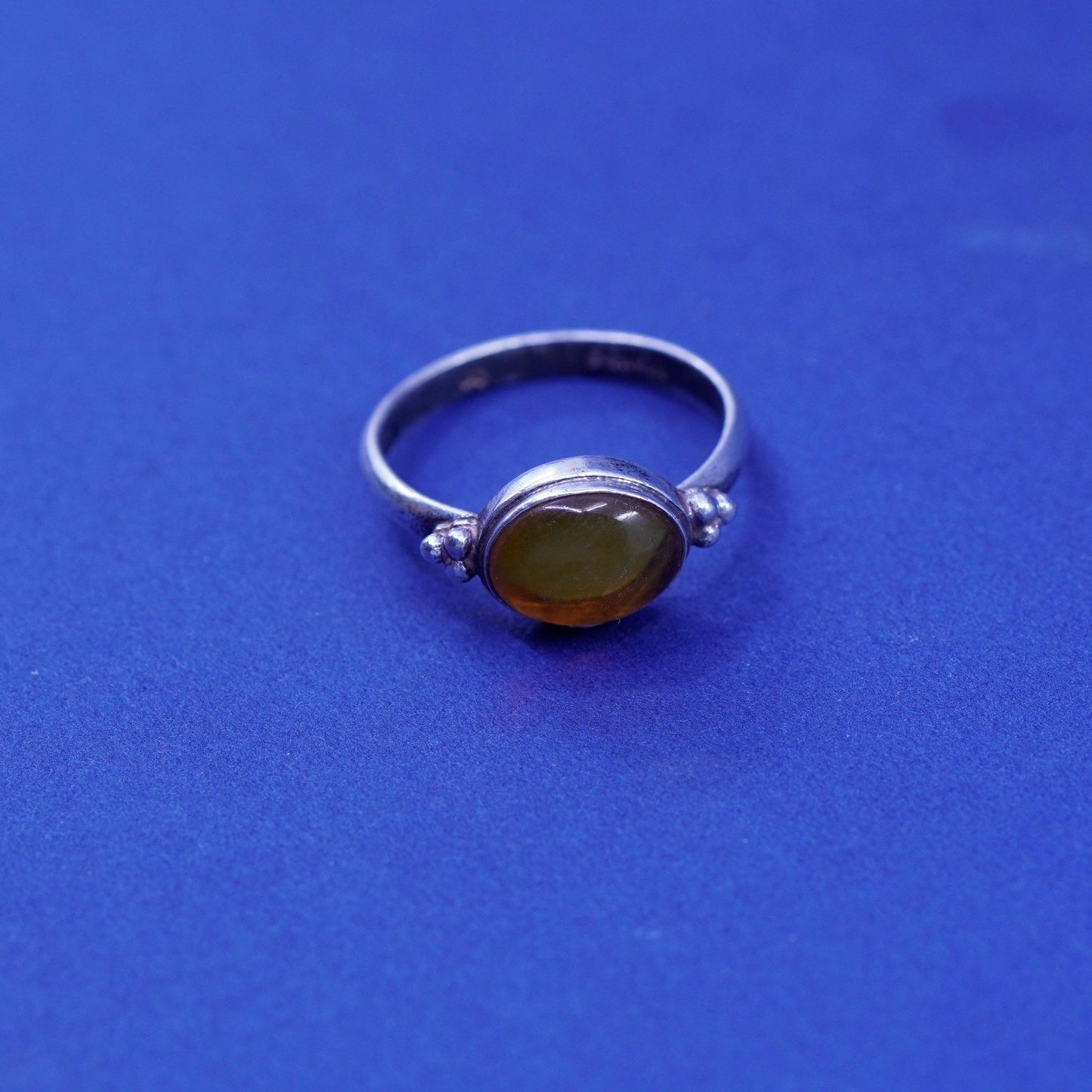 Size 8, Sterling silver handmade ring, Native American, southwestern, 925 amber
