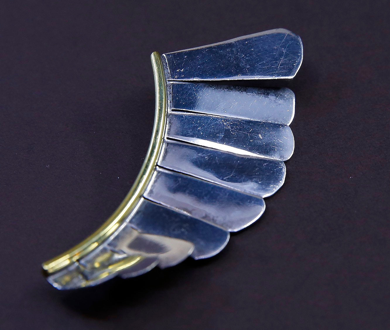 Vintage handmade two tone sterling 925 Indiana wings brooch