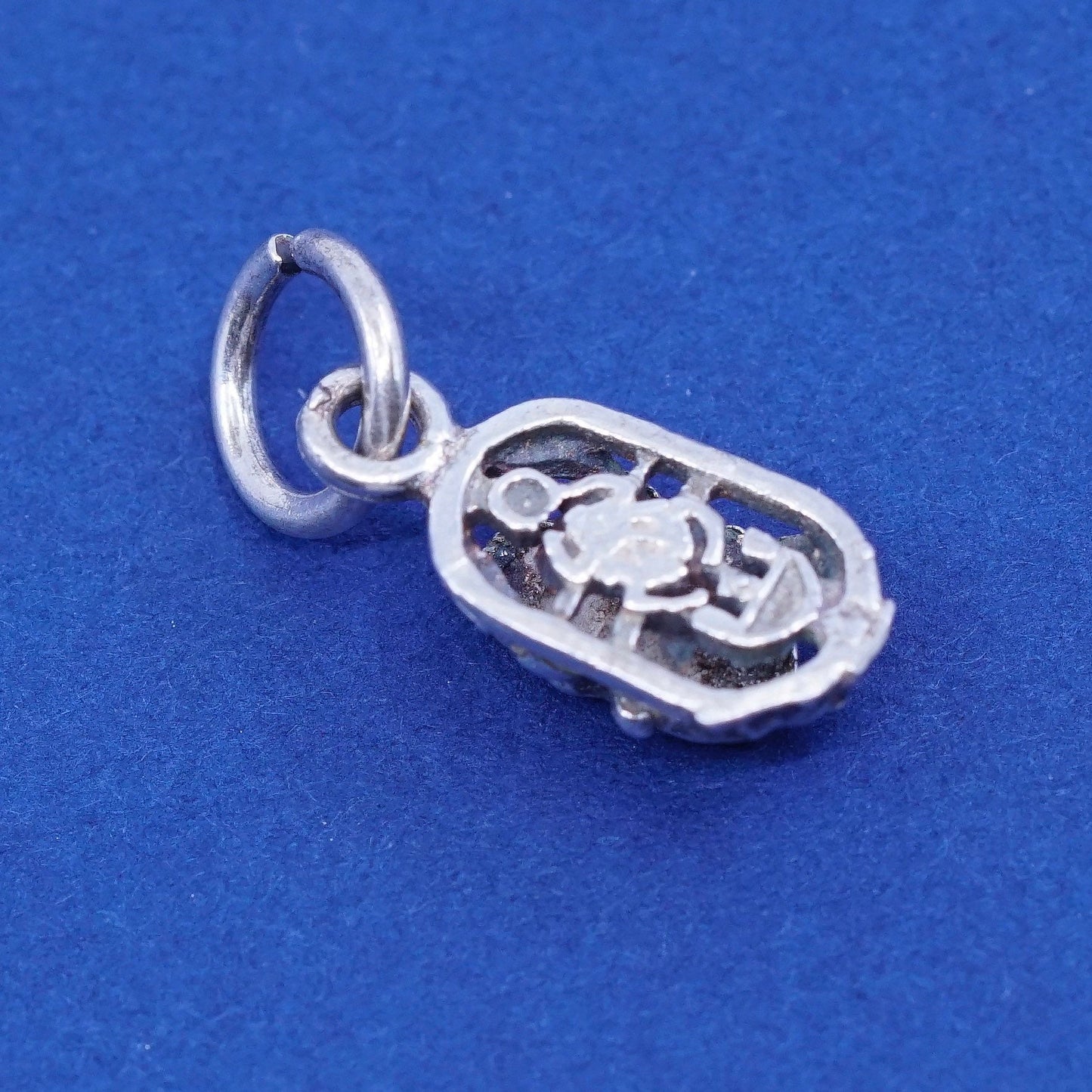 Vintage Sterling silver handmade pendant, 925 beetle charm