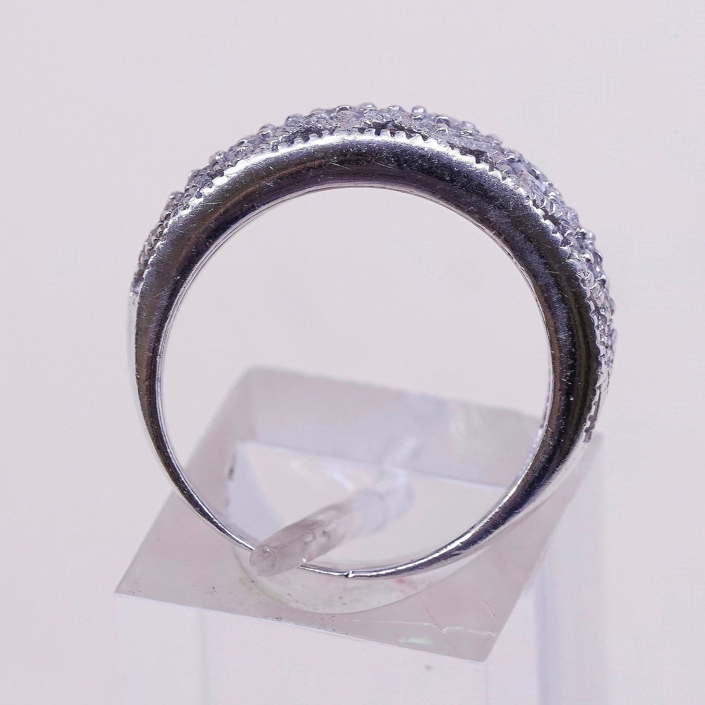 Size 6.75, vintage Sterling silver engagement ring, 925 band with cluster Cz