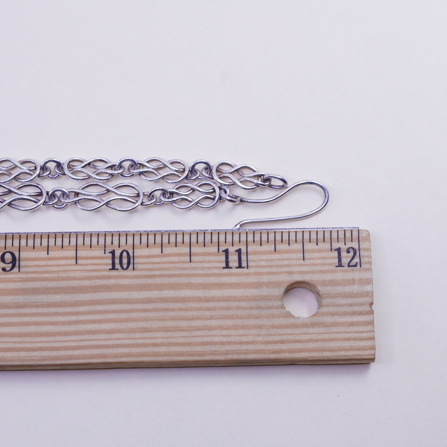21”, 9mm, Vintage sterling silver entwined link chain, Italy 925 necklace