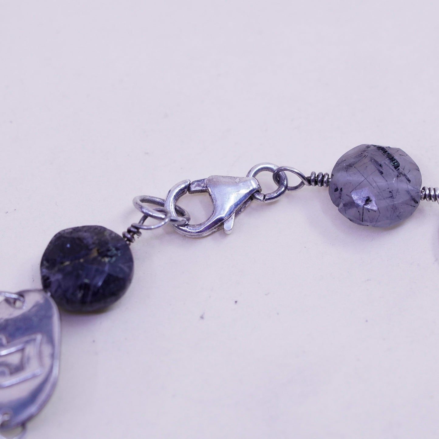 7.25”, vintage Sterling 925 silver handmade bracelet music discs Quartz