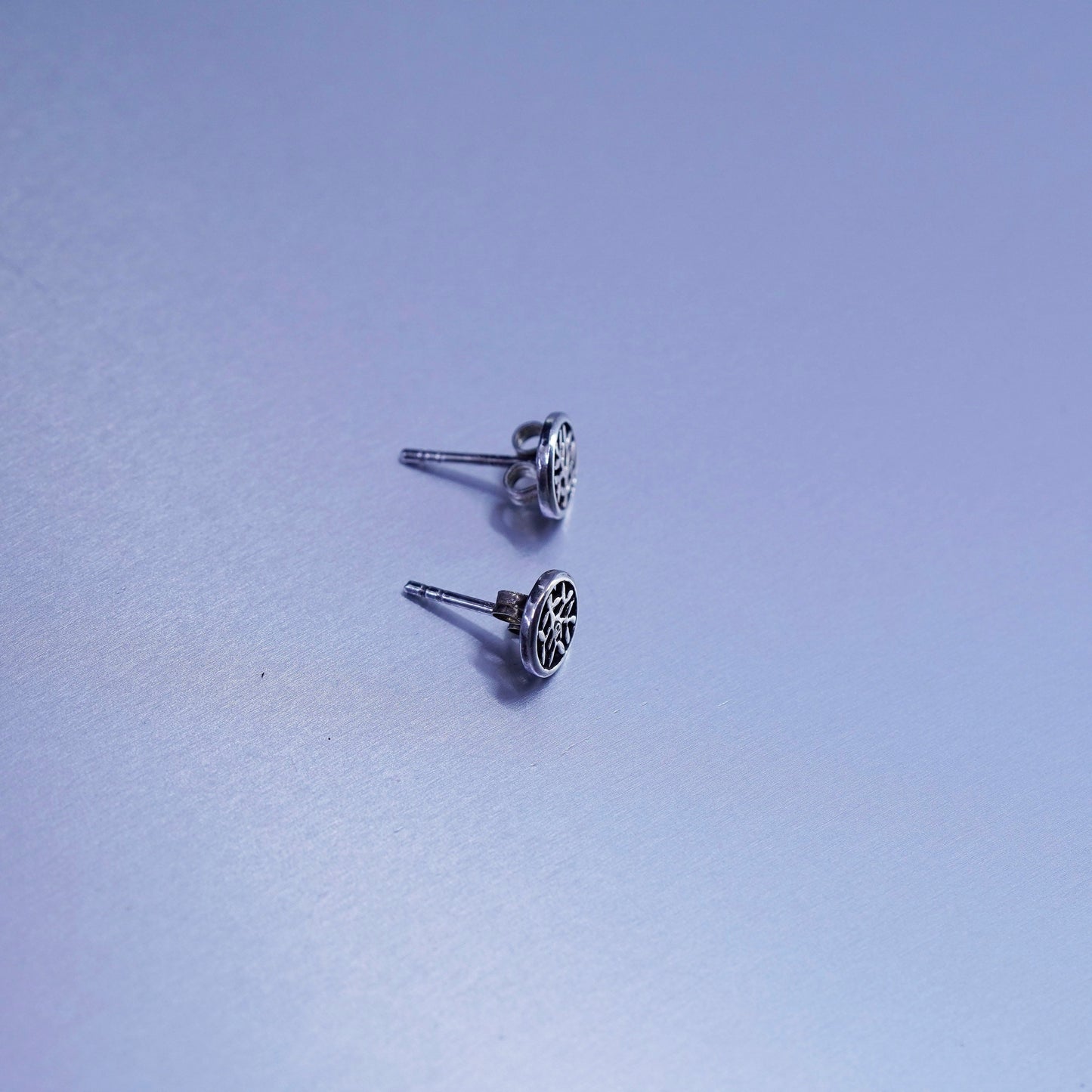 Vintage Sterling 925 silver handmade tree earrings, studs