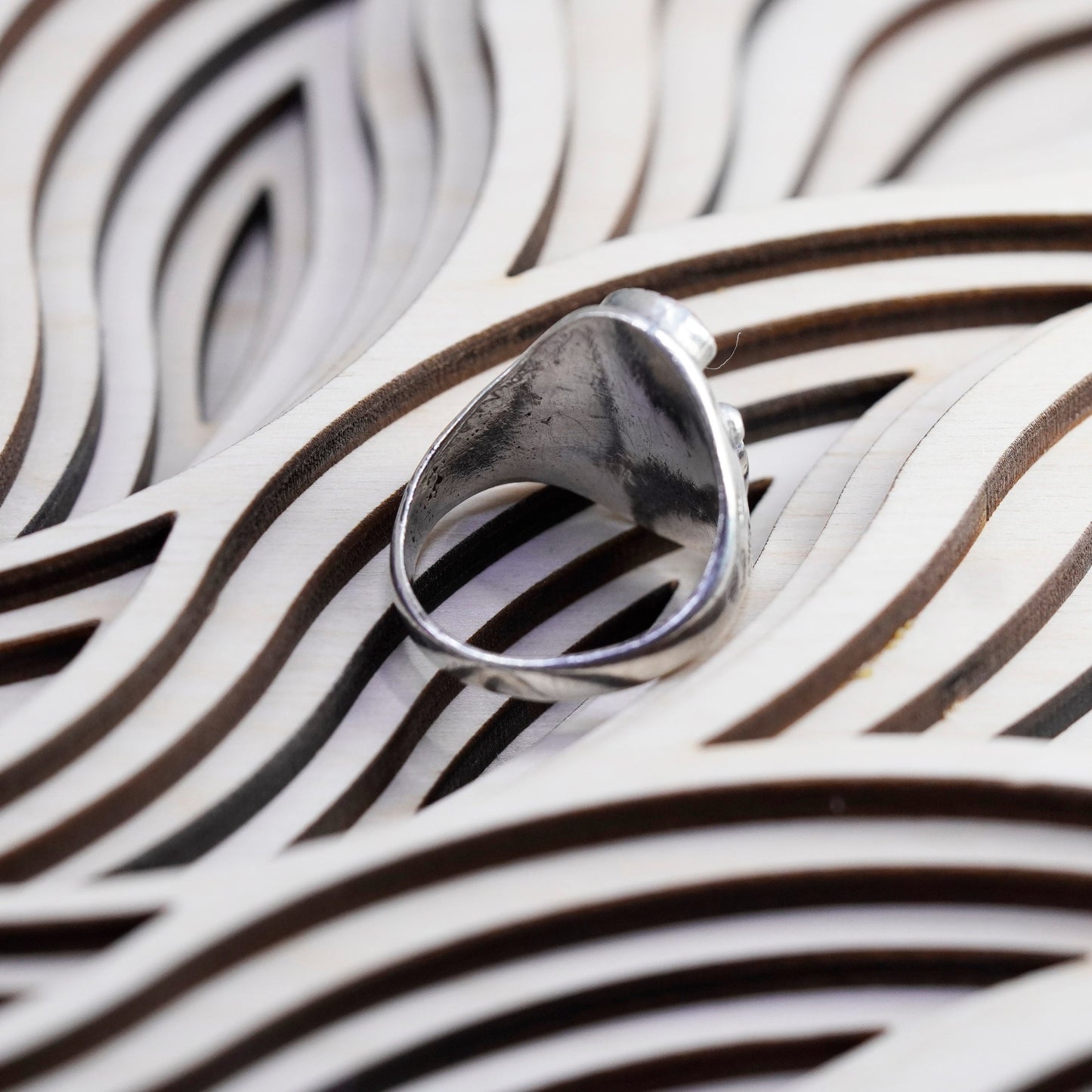 Size 9.75, sterling silver ring, Native American 925 band ring turquoise, coral